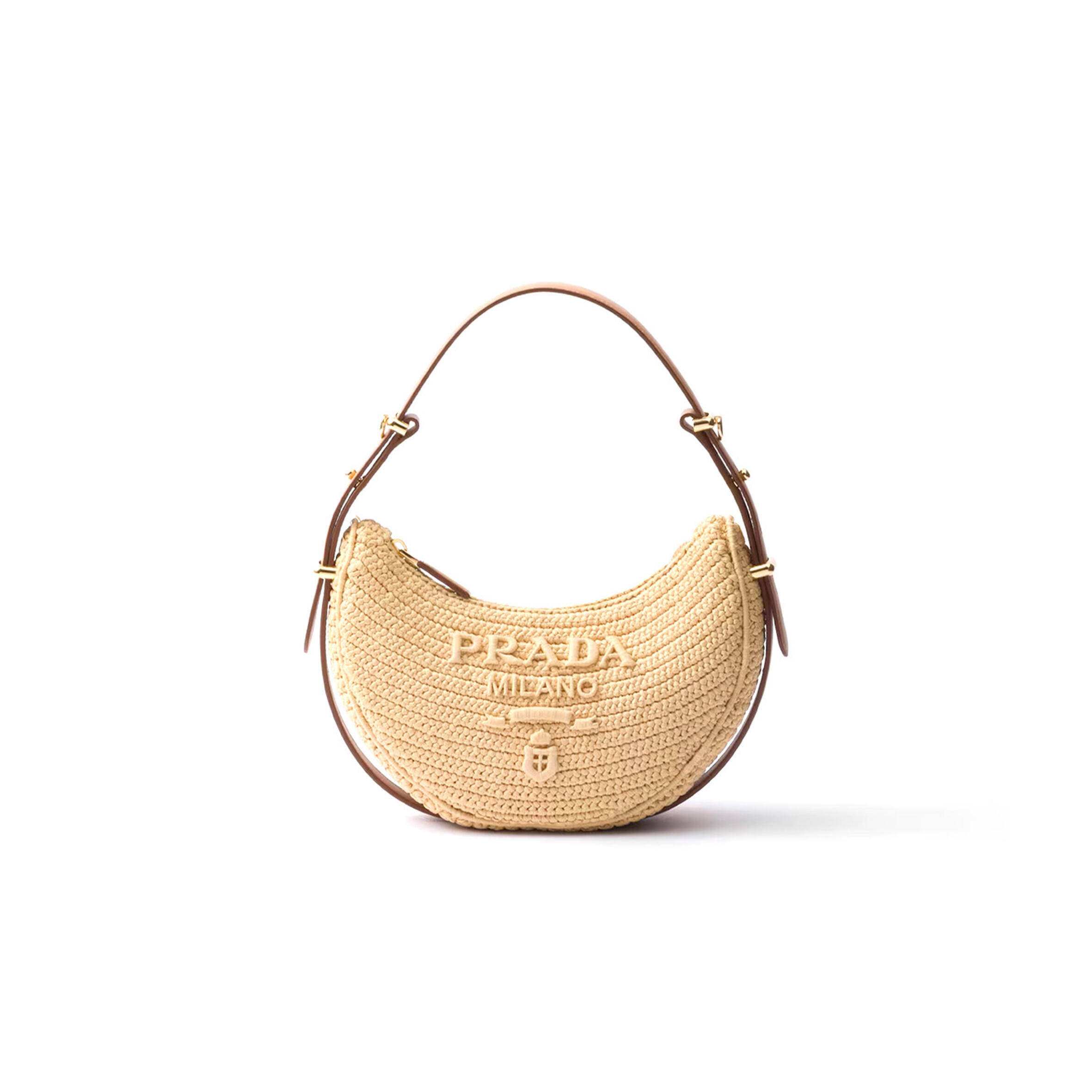 PRADA ARQUÉ CROCHET SHOULDER BAG 1BC194 (22.5*18.5*6cm)